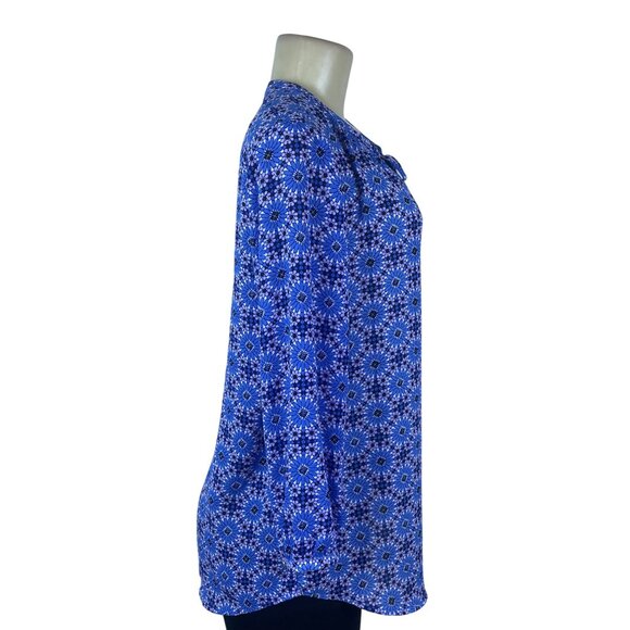 Banana Republic Womens Blue Floral-Print Long-Sleeve Blouse  Size S - Picture 2 of 6